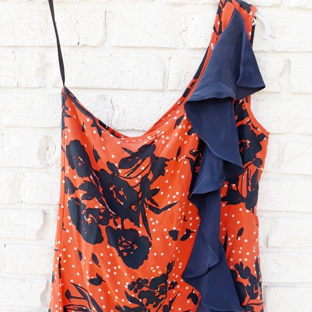 SILK Floral One-Shoulder Asymmetrical Ruffle Top NWOT! - Picture 2 of 6
